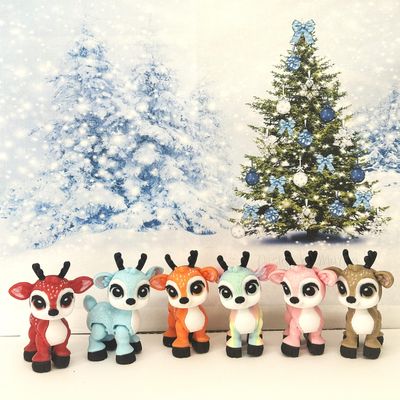 6pcs 3D Printed Christmas Reindeers, Articulated Tiny Animal Figures Christmas Fidget Toys-ABR001