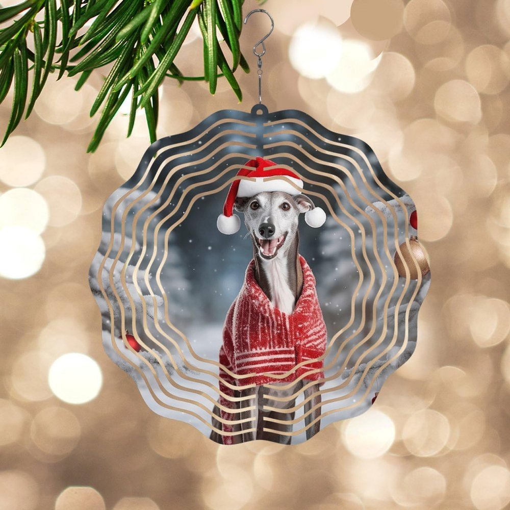Whippet Dog Hanging Wind Spinners Home Front Door Funny Decorations Dog Mom Dad Winter Home Gifts 10 InchCustom Size Metal Wind Sculpture Decorations