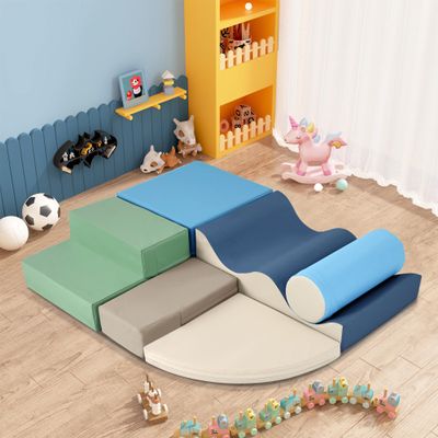 Virubi 6 Piece Soft Climb and Crawl Activity Playset, Toddler Climbing Toys Indoor, Toddler Playtime Corner Climber, Soft Play Equipment, Foam Climbing Toys for Toddlers, Babies (Earth Tone)
