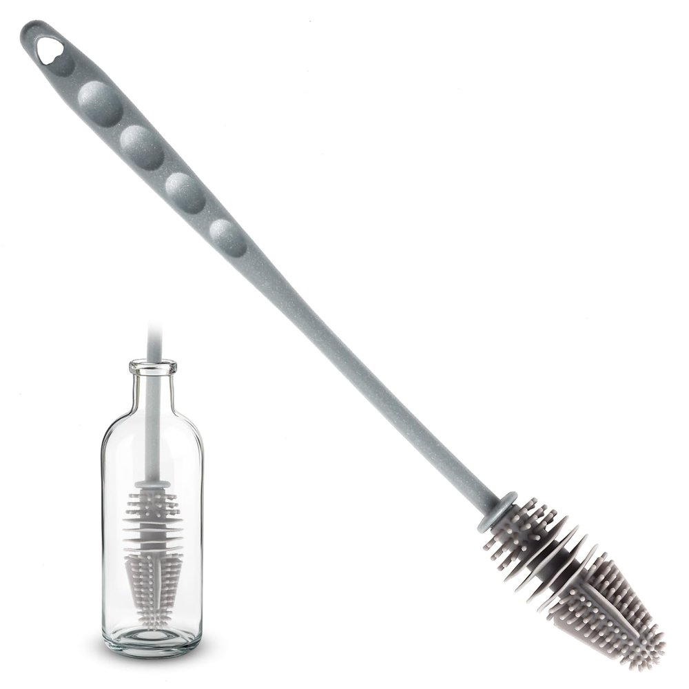 Dekotech 11-Inch Silicone Bottle Brush  Long-Handle Soft Bristle Cleaner for Effortless Deep Cleaning of Bottles, Glassware, Thermoses & Kitchen Containers