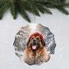 1 Pack Leonberger Dog Print Wind Spinner 10 Inch Home Metal 3D Hanging Art for Yard Garden Outdoor Decoration Round Dog Mom Dad Winter Holiday Worth Gift view 3