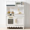 Best Choice Products Wooden Pretend Play Cottage Kitchen Kids Toy w/Storage, Scalloped Edge, 5 Accessories, Microwave, Oven, Clicking Knobs - White view 1