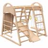 Dithoko Kids Playground Jungle Gym, 8 in 1 Wooden Climber Playset Slide with Climbing Ladder, Swing, Monkey Bar, Climbing Net, Rings, Climbing Wall and Rope Ladder for Toddlers view 4