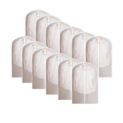 12pcs Hanging Garment Bags Lightweight Clear Clothes Full Zipper Suit Bag For Closet Storage