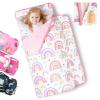 Primlect Toddler Nap Mat Extra Large Thickened 55''x35'', Soft Sleeping Bag with Detachable Minky Blanket and Pillow, Portable for Daycare, Preschool, Kindergarten, Travel, Boys and Girl (Rainbow) view 1