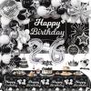 Miidenks 26th Birthday Decorations Set for Man Women,Black Silver Happy 26 Birthday Party Supplies with Birthday Backdrop Banner Birthday Tablecloth 26 Number Balloons for Her Him view 1