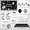 Miidenks 26th Birthday Decorations Set for Man Women,Black Silver Happy 26 Birthday Party Supplies with Birthday Backdrop Banner Birthday Tablecloth 26 Number Balloons for Her Him view 2
