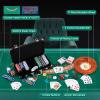 Proshine Super 11 Roulette Wheel set & Blackjack Set with 300pcs Poker Chips + 47.2*23.6 Double-sided Roulette Tabletop + 2 Decks of Playing Cards + 6 Dice + 4 Casino Buttons + Roulette Win Marker view 2