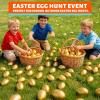 24 Pcs 3.1" Large Golden Plastic Easter Eggs Empty Fillable Easter Basket Stuffers Perfect for Surprise Egg Hunt Game Shiny Metallic Gold Egg Shells for Filling Treats Filler Kids Party Favor Prize view 4