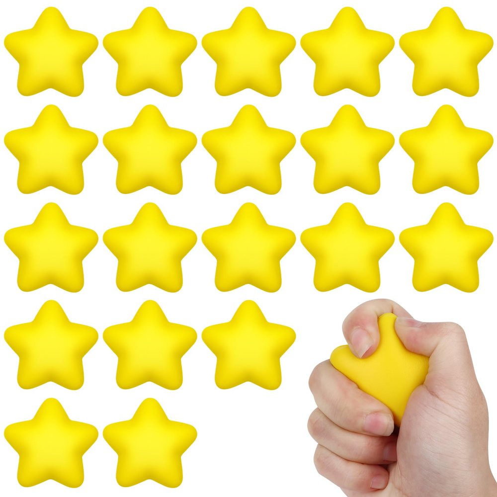 20 Packs for Star Stress Ball Bulk Mini Stress Relief Balls Small Foam Squeeze Anxious Toy for Star Squishy Balls Kids School Carnival Reward Football Party Decorations Supplies