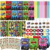 12Sets Hero Themed Super Party Favors with Colorful Paper Gift Bag Notepad Pen Slap Bracelet Key Chain Eye Mask Sticker Comic Hero Themed Party Supplies for Boy Girl Birthday Classroom Game Activities view 1