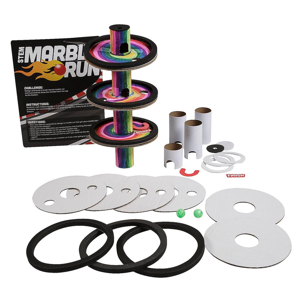 Fun Express 5 1/2" x 13 1/2" STEM Marble Run Learning Activities - Makes 12