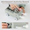 Comfy Cubs Busy Board Toy Truck Set - Fun & Noise-Free, Pine Wood Activity Board for Toddlers with LED Light Switch - Designed in The US, Focused & Engaging Montessori Play for Kids 3+ (Sage) view 3