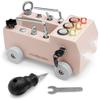 Comfy Cubs Busy Board Toy Truck Set - Fun & Noise-Free, Pine Wood Activity Board for Toddlers with LED Light Switch - Designed in The US, Focused & Engaging Montessori Play for Kids 3+ (Blush) view 1