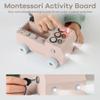 Comfy Cubs Busy Board Toy Truck Set - Fun & Noise-Free, Pine Wood Activity Board for Toddlers with LED Light Switch - Designed in The US, Focused & Engaging Montessori Play for Kids 3+ (Blush) view 3