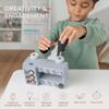 Comfy Cubs Busy Board Toy Truck Set - Fun & Noise-Free, Pine Wood Activity Board for Toddlers with LED Light Switch - Designed in The US, Focused & Engaging Montessori Play for Kids 3+ (Pacific Blue) view 2