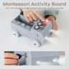 Comfy Cubs Busy Board Toy Truck Set - Fun & Noise-Free, Pine Wood Activity Board for Toddlers with LED Light Switch - Designed in The US, Focused & Engaging Montessori Play for Kids 3+ (Pacific Blue) view 3