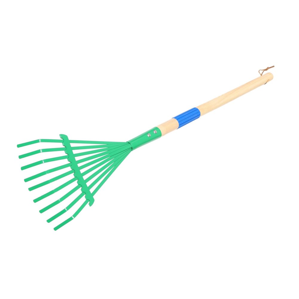 ibasenice Boy Girl's Garden Rake Removable Wooden Handle Rake for Boys and Girls Gardening Outdoor Work Tool for Leaves Green