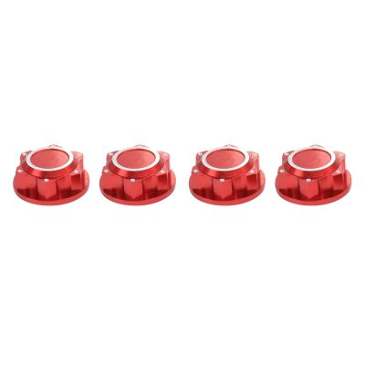 4Pcs Aluminum 24mm Hex Wheel Nuts Wheel Hub Cover Dustproof Anti-Skid for ARR-ma 1/5 for KRA-TON 8S for Out-CAST 8S RC Car,Red