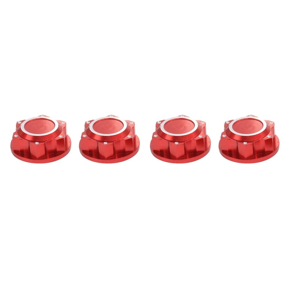 4Pcs Aluminum 24mm Hex Wheel Nuts Wheel Hub Cover Dustproof Anti-Skid for ARR-ma 1/5 for KRA-TON 8S for Out-CAST 8S RC Car,Red