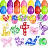 24 Pack Prefilled Easter Eggs with Snake Twist Toys, Blocks Fidget Toys Easter Gifts for Easter Hunt, Basket Stuffers Filler, Easter Party Favors, Classroom Prize, Surprise Egg view 1