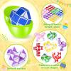 24 Pack Prefilled Easter Eggs with Snake Twist Toys, Blocks Fidget Toys Easter Gifts for Easter Hunt, Basket Stuffers Filler, Easter Party Favors, Classroom Prize, Surprise Egg view 3