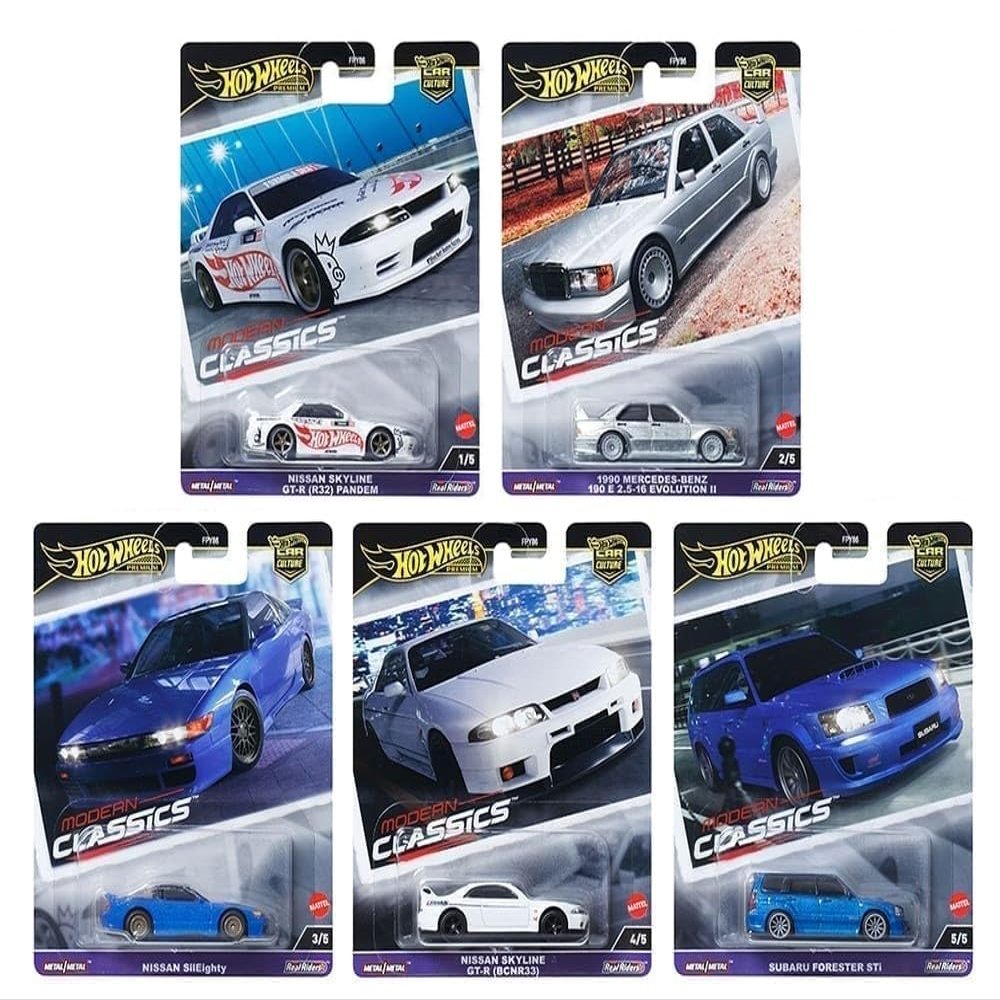 1:64 Diecast Model Car Compatible with Hot Wheels Car Culture 2024 "Modern Classics E Case Set of 5 Cars, FPY86-961E