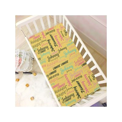 MCHIVER Lemon Yellow Custom Name Fitted Crib Sheets for Girls Boys Personalized Pack N Play Sheets Soft Infants Bedsheet 52 * 28 * 9 in