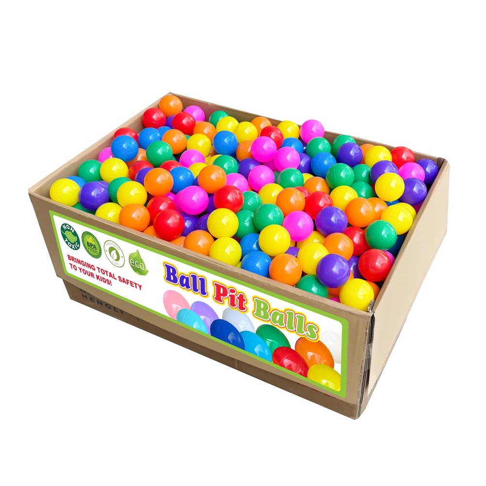 BBRUN Ball Pits Balls 500 Count Play Plastic Balls for Ball Pits Playpen BPA- Free Crush Proof Crawling Tunnels Balls for Pet Dogs (500 Count, Rainbow)