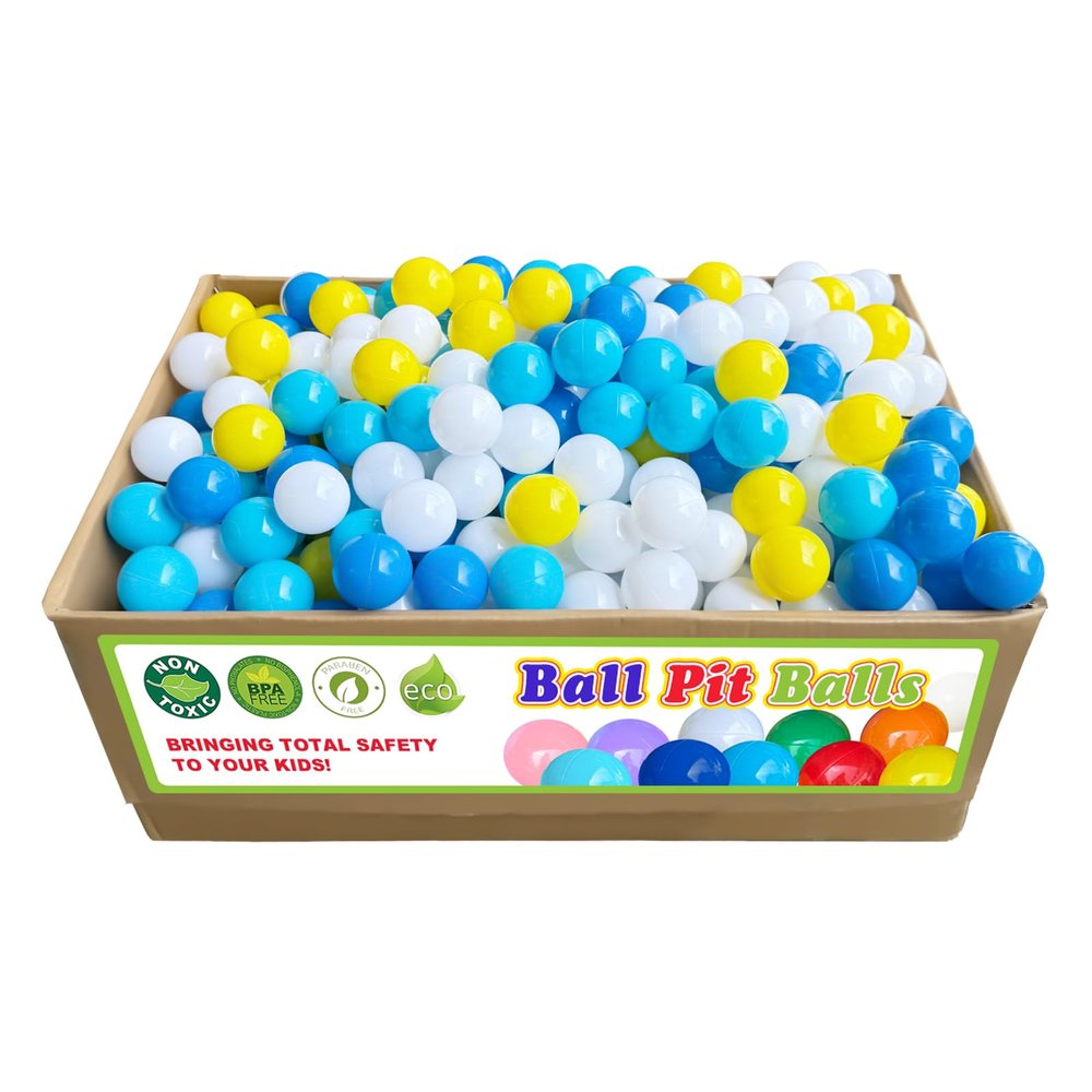 BBRUN Ball Pits Balls 500 Count Play Plastic Balls for Ball Pits Playpen BPA- Free Crush Proof Crawling Tunnels Balls for Pet Dogs (500 Count, Blue -Yellow)