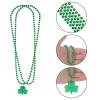 baotongle 9pcs St. Patrick's Day Party Accessories Set Include 3pcs Four Leaf Clover Glasses 3pcs Green Necklaces 3pcs Green Shamrock Necklaces view 2