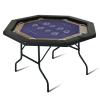 REAHOISY 8 Players Poker Table Foldable, 50inch Upgraded Folding Octagon Casion Table, Portable Texas Holedem Table w/Stainless Steel Cup Holders, Water-Resistant Cushioned Rail (Black) view 1
