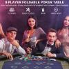 REAHOISY 8 Players Poker Table Foldable, 50inch Upgraded Folding Octagon Casion Table, Portable Texas Holedem Table w/Stainless Steel Cup Holders, Water-Resistant Cushioned Rail (Black) view 2