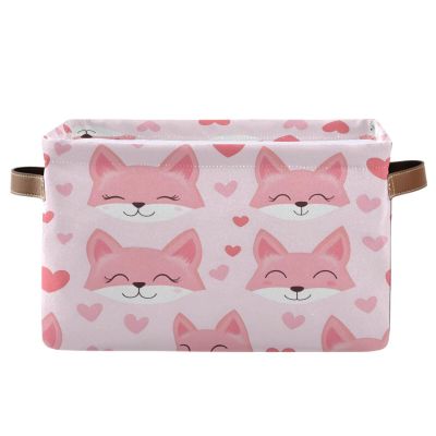 STAYTOP Cute Fox Large Storage Basket Collapsible Storage Bins Waterproof Laundry Basket with Handle,Used for Home Closets, Offices, Bedrooms 1PCS