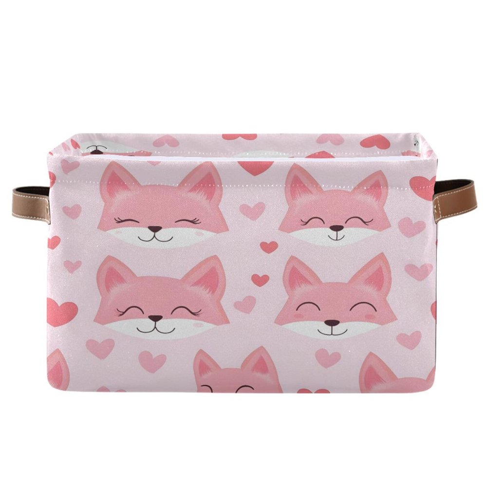 STAYTOP Cute Fox Large Storage Basket Collapsible Storage Bins Waterproof Laundry Basket with Handle,Used for Home Closets, Offices, Bedrooms 1PCS