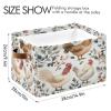 STAYTOP Watercolor Roosters Large Storage Basket Collapsible Storage Bins Waterproof Laundry Basket with Handle,Used for Home Closets, Offices, Bedrooms 2PCS view 3