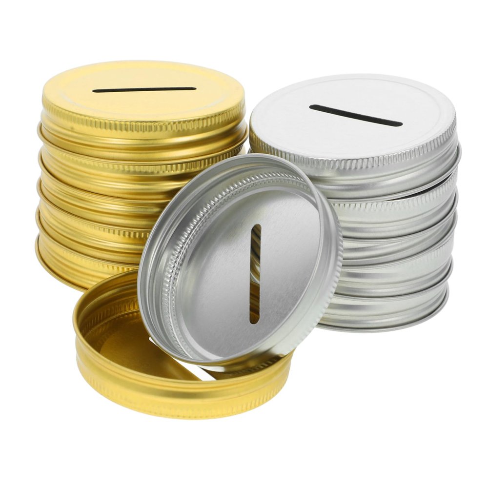 Mikinona 12pcs Lids for Regular Mouth Jars Tinplate Jar Tops for Storage and Organization