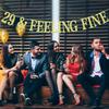 29 & Feeling Fine Banner, Not 30 Yet, Cheers to 29 Years, Rip My Youth, Happy 29th Birthday Party Decorations Gold Glitter view 3