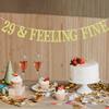 29 & Feeling Fine Banner, Not 30 Yet, Cheers to 29 Years, Rip My Youth, Happy 29th Birthday Party Decorations Gold Glitter view 4