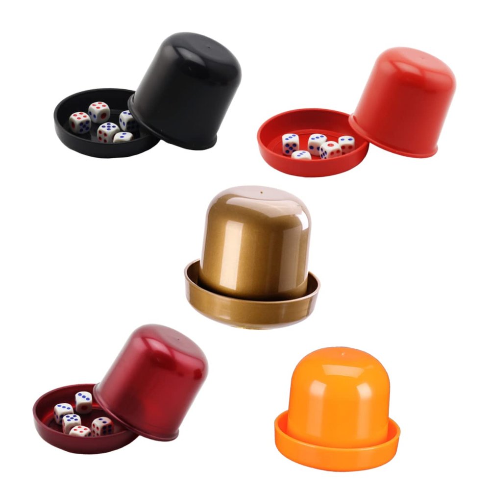 ADOCARN 5sets Thicken Dice Cup with Anti-Cheating Transparent Cover Dices for Ktv Bar Games and Funny Dice Box for Friends Gatherings