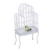 1:12 Scale Dollhouse Bird Cage Metal Realistic Opening Door Miniature Dollhouse Bird Cage with Fake Grass Bird Sticker (White) view 3