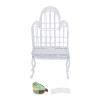 1:12 Scale Dollhouse Bird Cage Metal Realistic Opening Door Miniature Dollhouse Bird Cage with Fake Grass Bird Sticker (White) view 4