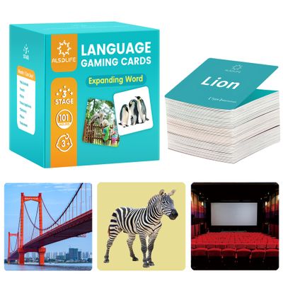 ALSOLIFE 100 Nouns Flash Cards for Toddlers, Expanded Vocabulary Cards with Videos, Preschool Learning Flashcards, Noun Picture Cards for Speech Therapy Material ABA Therapy| Language Builder Card