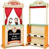 labebe - Deluxe Wooden Puppet Theater Bonus 2 Hand Puppet, 2-in-1 Clock Theater Reversible Play Store, Double-Sided Lemonade Stand, Puppet Show Theater Toy with Chalkboard for Kids 36M+ view 1