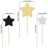Gyufise 42Pcs Star Cupcake Toppers Glitter Assembled Twinkle Star Cupcake Picks Wedding Engagement Bridal Shower Birthday Party Cake Decorations Supplies Black Gold Silver view 2
