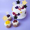 Gyufise 42Pcs Star Cupcake Toppers Glitter Assembled Twinkle Star Cupcake Picks Wedding Engagement Bridal Shower Birthday Party Cake Decorations Supplies Black Gold Silver view 4