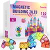 Paaxido Magnetic Tiles, 130PCS Magnetic Blocks Set with 2 Cars, Gesture Sensing RC Stunt Car Toys Gift for Kids, Boys and Girls 3-5 6-8 9-12+ Year Old view 1