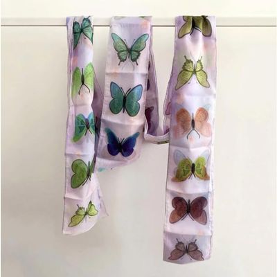 blue-ther Extra-Long Chiffon Silk Scarf Magic Tricks (15 m16 cm/49.21 ft6.3 in) Long Silk Streamer Butterfly Pattern Stage Party Magic Accessories Props for Magicians