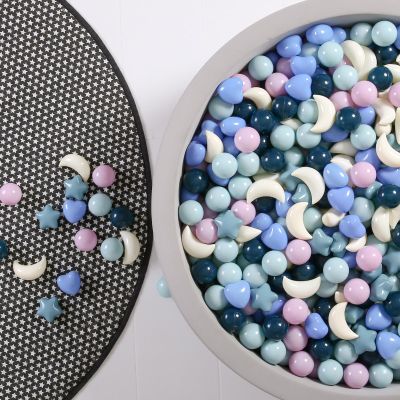GOGOSO Star Heart Moon Ball Pit Balls, Shaped Play Balls for Ball Pit, 100 200 500 1000 Crush Proof Bpa Free Kids Toddler Baby Pastel Pelotas,Deep Ocean Blue, 100