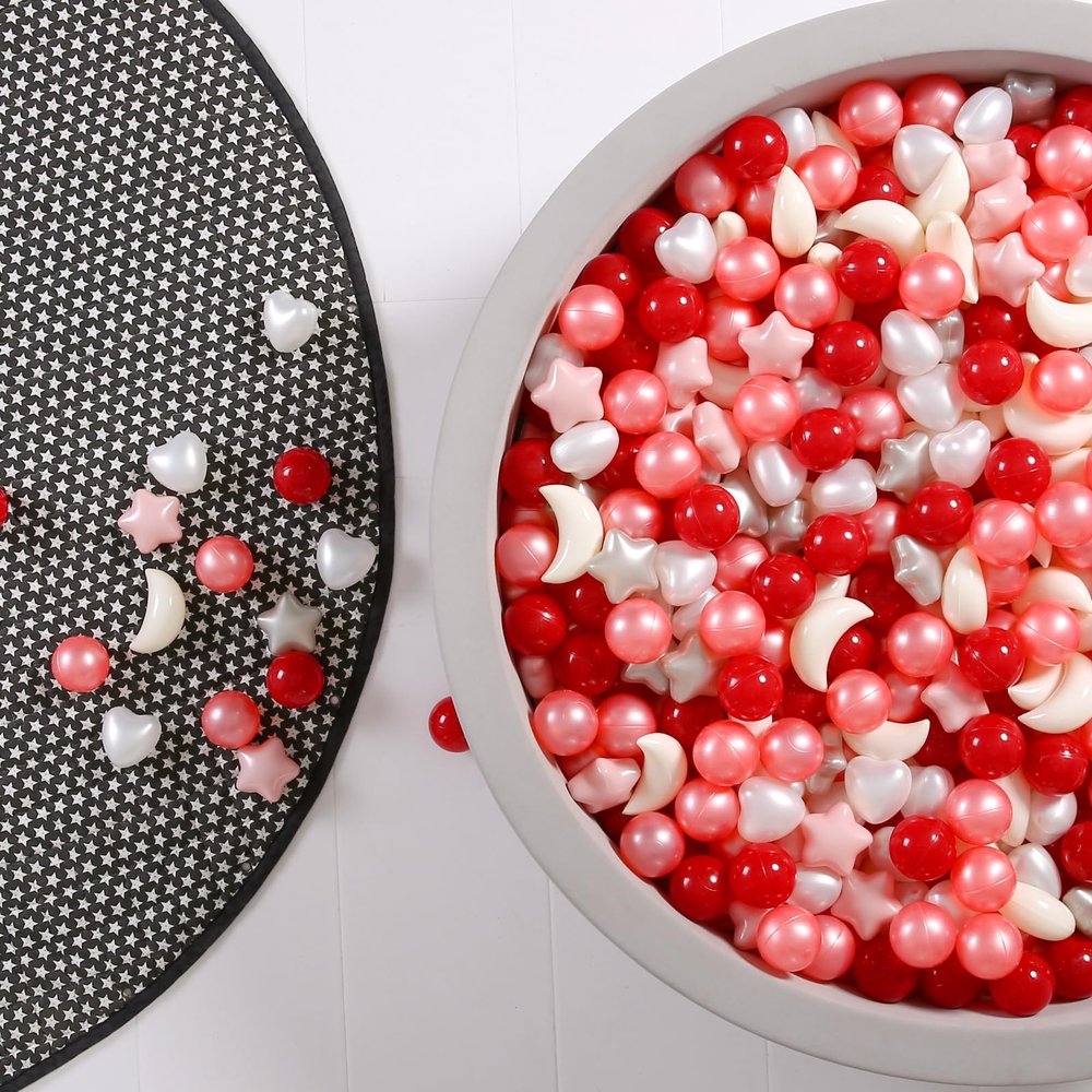 GOGOSO Star Heart Moon Ball Pit Balls, Shaped Play Balls for Ball Pit, 100 200 500 1000 Crush Proof Bpa Free Kids Toddler Baby Pastel Pelotas,Fiery Scarlet Red, 200